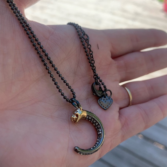 Stella & Dot Panther Crescent necklace with hematite - Picture 2 of 3